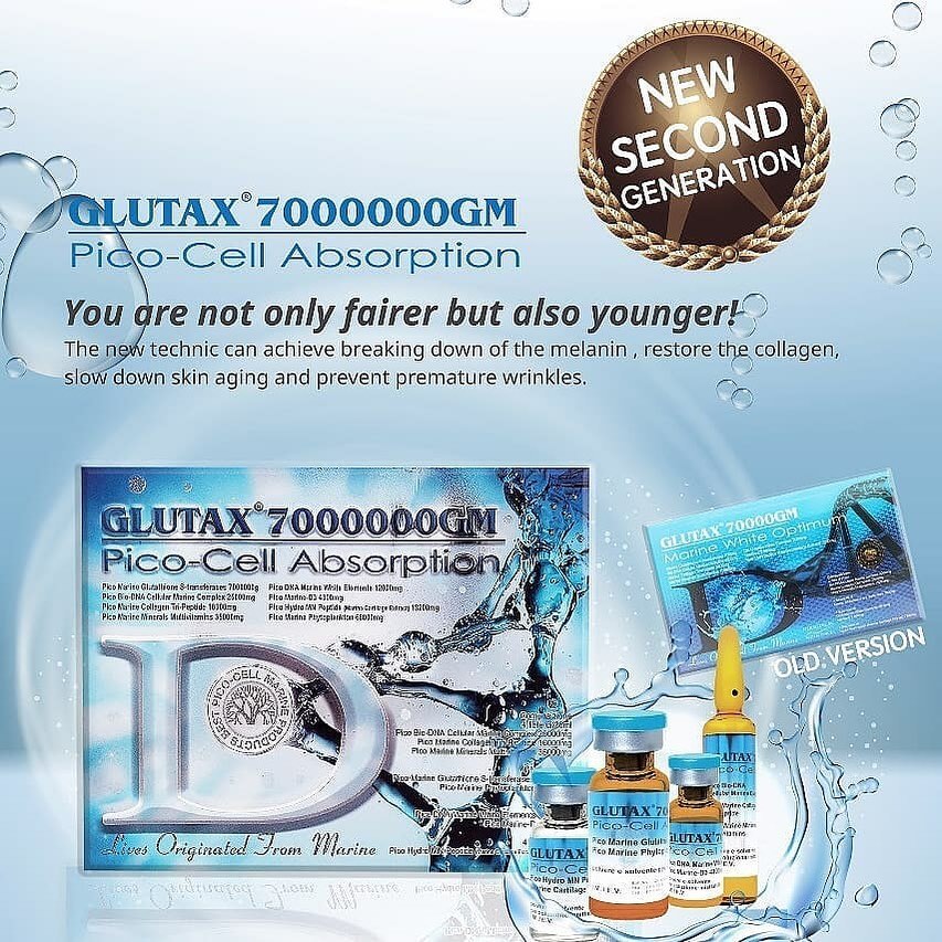 NEW GLUTAX 7000000 GM PICO-CELL ABSORPTION WHITENING GLUTATHIONE SKIN by "www.ccthaitown.com"