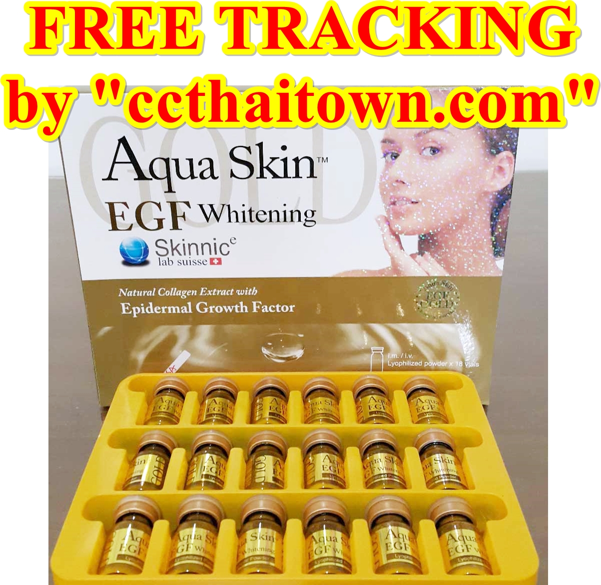 NEW AQUA SKIN GOLD EGF WHITENING SWISS WHITE GLUTATHIONE https