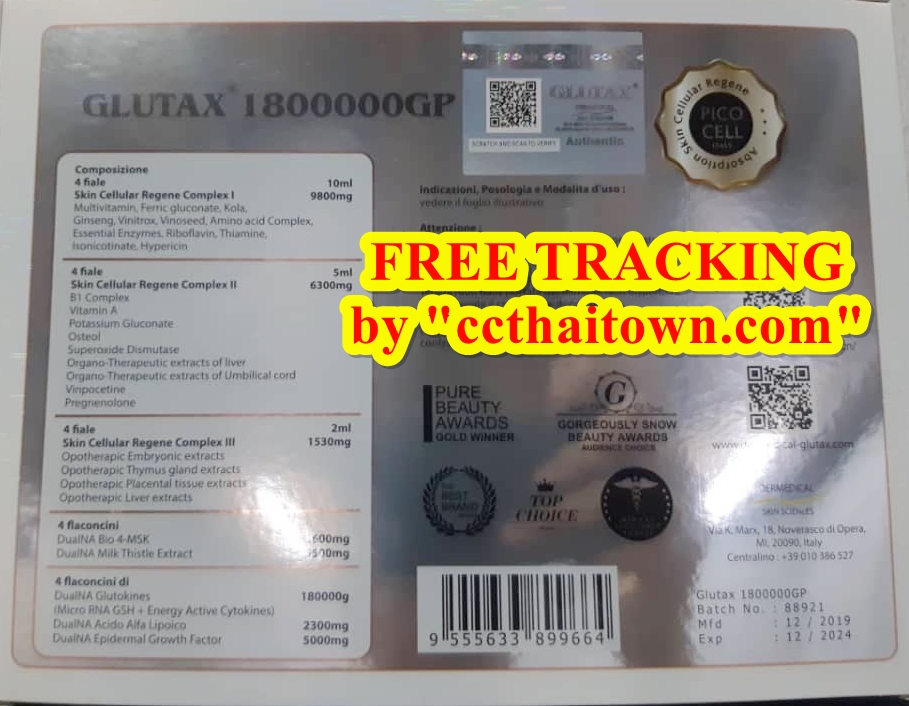 NEW GLUTAX 1800000GP PICO CELL ABSORPTION SKIN CELLULAR REGENESIS WHITENING GLUTATHIONE by "www.ccthaitown.com"