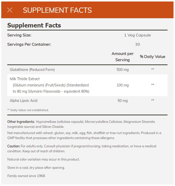 GLUTATHIONE 500 mg 30 CAPS