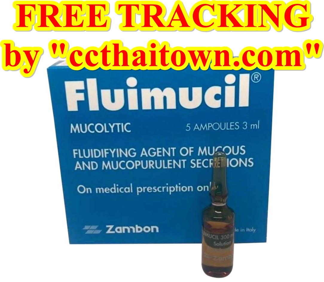 FLUIMUCIL ZAMBON 300 mg 5 AMP x 3 ML/ BOX (ITALY) N-ACETYLCYSTEINE (NAC) GLUTATHIIONE WHITENING SKIN INJECTION by "www.ccthaitown.com"